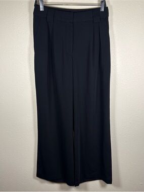 Express Stylist Wide Leg Pleated Black Dress Pants 8R Career Business Casual